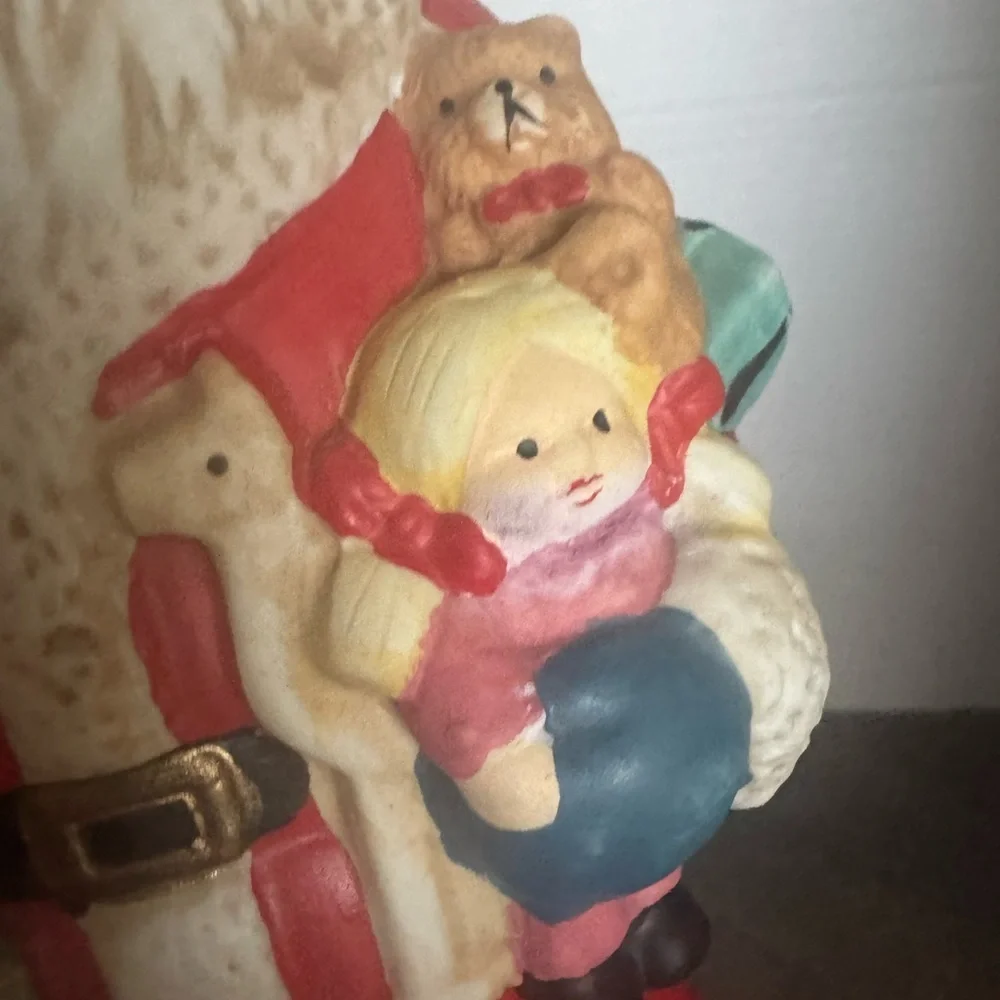 Vintage Santa Claus Figurine in Red and Green